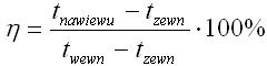 Wzór na sprawność rekuperatora przeciwprądowego